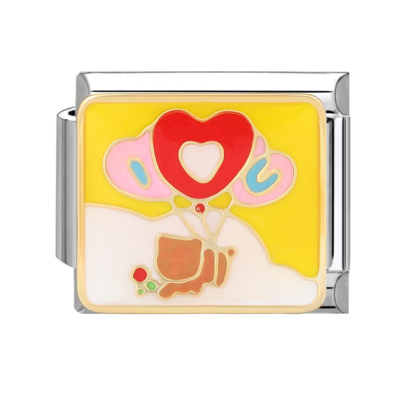 Wholesale Italian Beaded Bracelet 9mm DIY Splicing Removable Orange Game Series Titanium Steel Combinable Bracelet