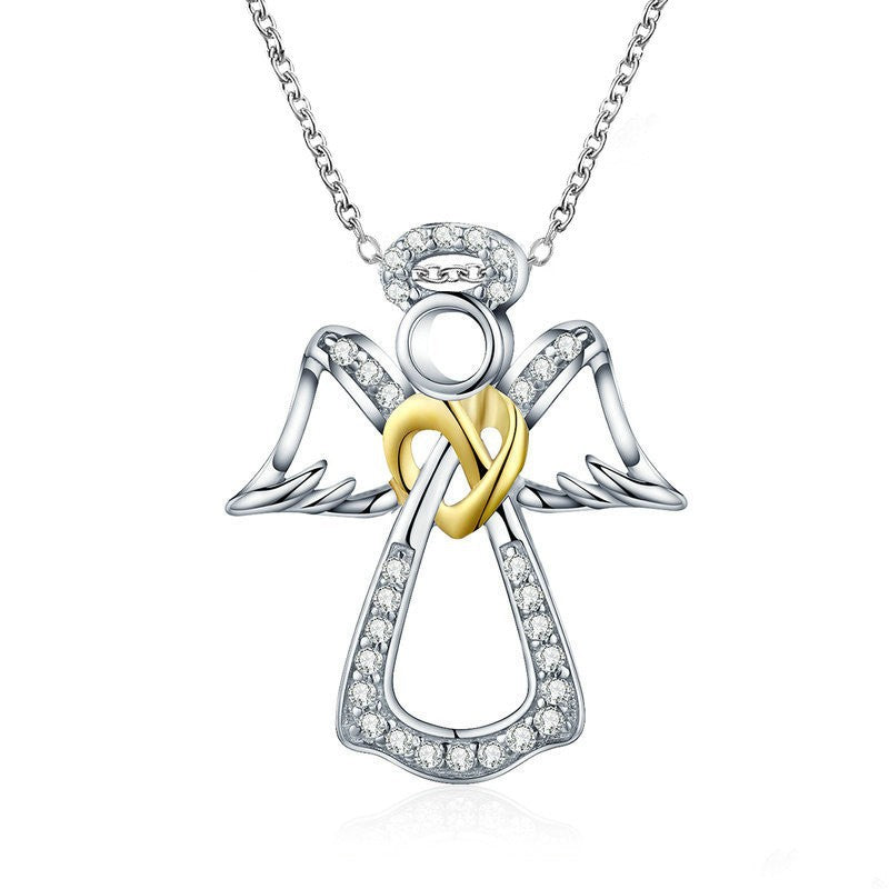 Wholesale Love Necklace with Diamond Alloy Angel Wings Pendant Heart Necklace ACC-NE-Yima003
