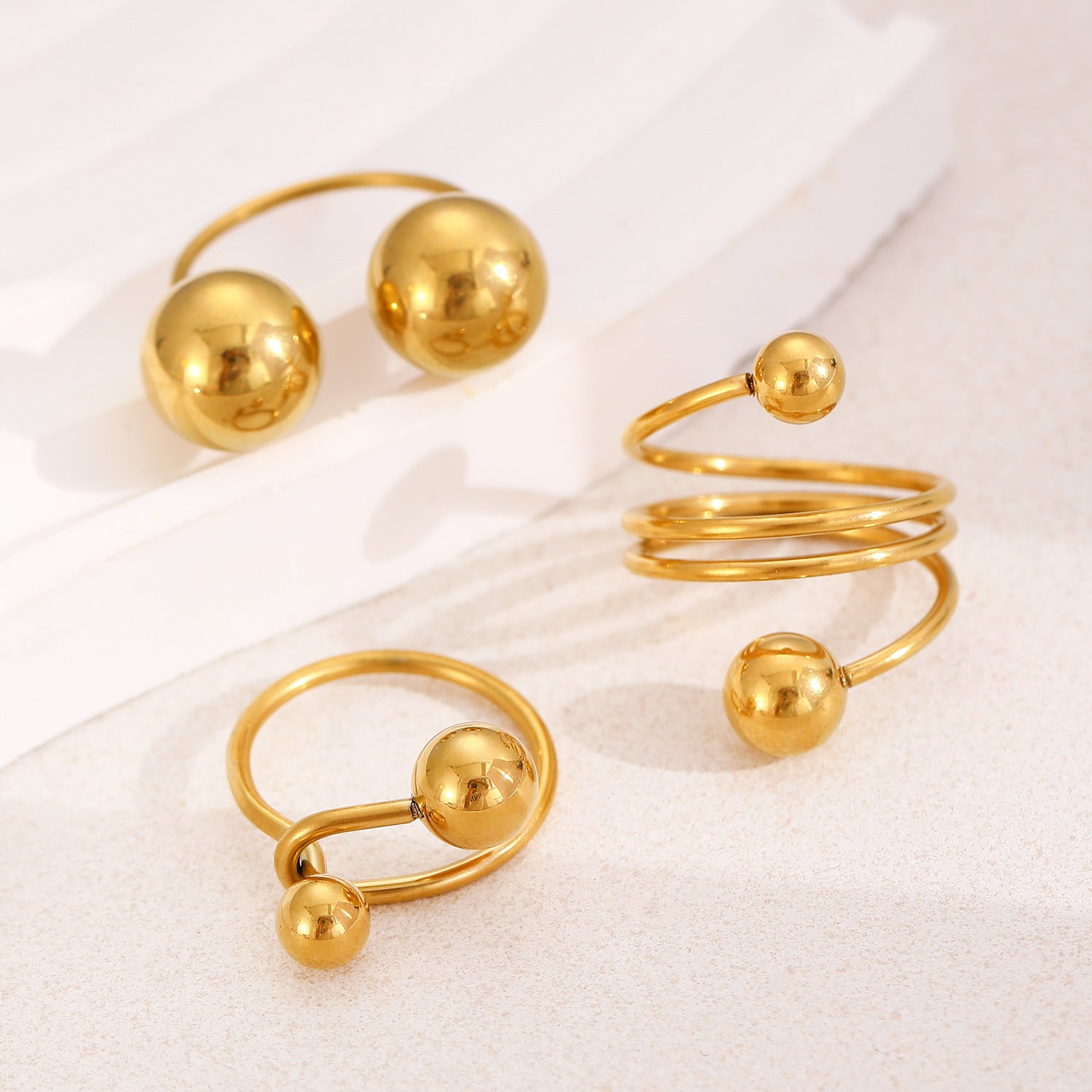 Wholesale small large ball stainless steel ring  accessories jewelry