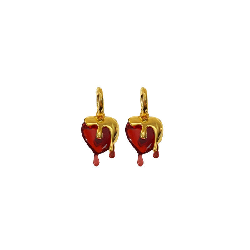 Wholesale exaggerated red heart earrings