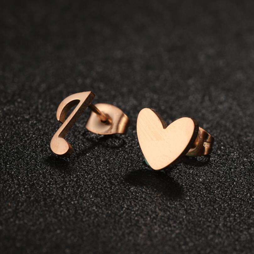 Wholesale Stainless steel Asymmetric Love Note Small Earrings