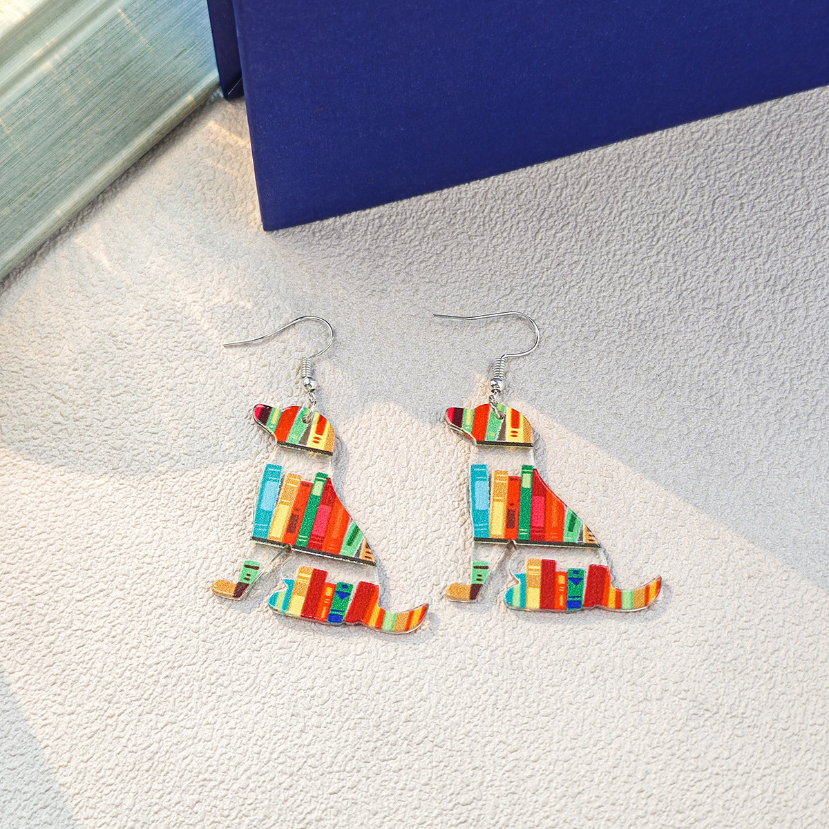 Wholesale Acrylic Teacher's Day Color Puppy Book Creative Earrings