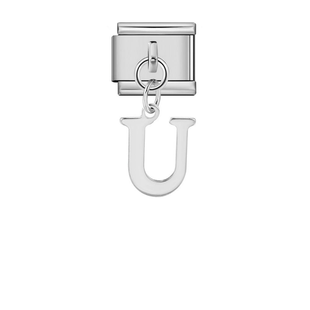 Wholesale Italian Charm Bracelet 9mm DIY Silver Simple Letter  Creative Stainless Steel Composable Bracelet