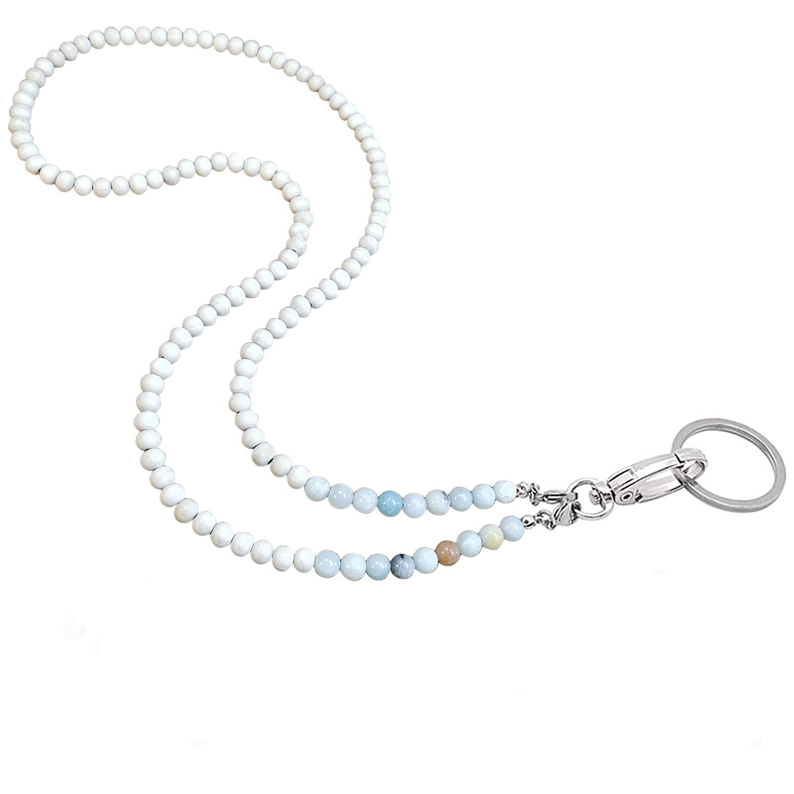 Wholesale Natural Stone and Wood Bead Open Ring Necklace