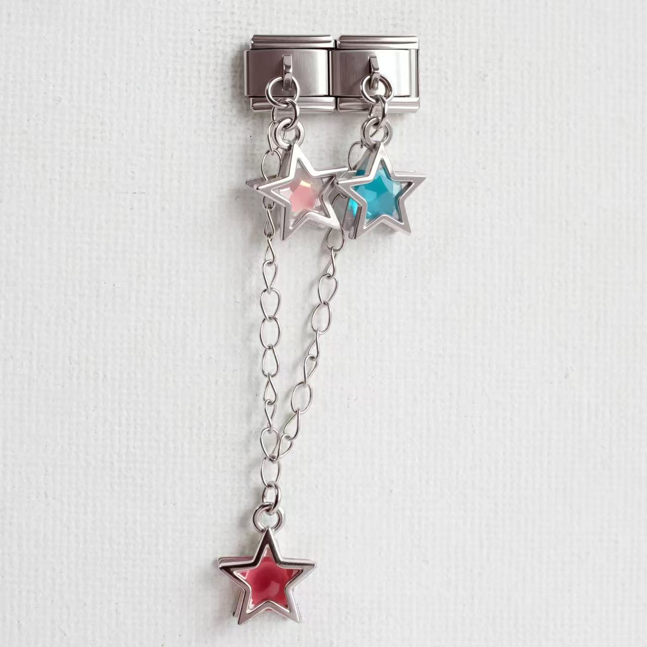 Wholesale 5pcs/pack Makeup &  Accessories Enamel Italian Charms Single Section Creative Stainless Steel Composable Bracelet