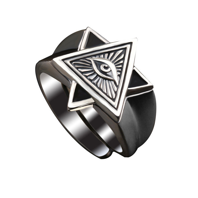 Wholesale Retro Unisex All-Seeing Eye Adjustable Open Ring Metal Electroplated Fashion Accessory