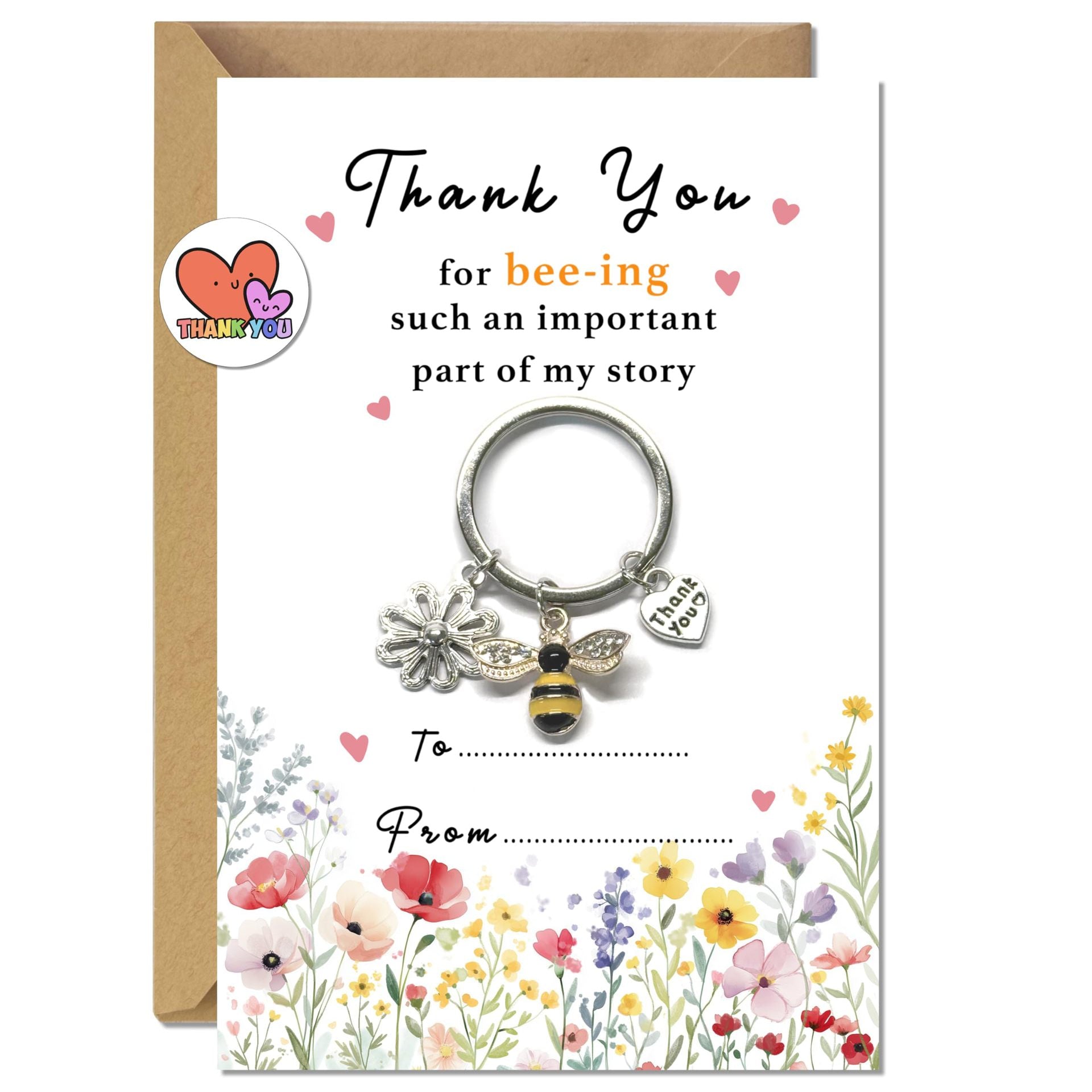 Wholesale Little Bee Flower and Heart Teacher' s Day Keychain