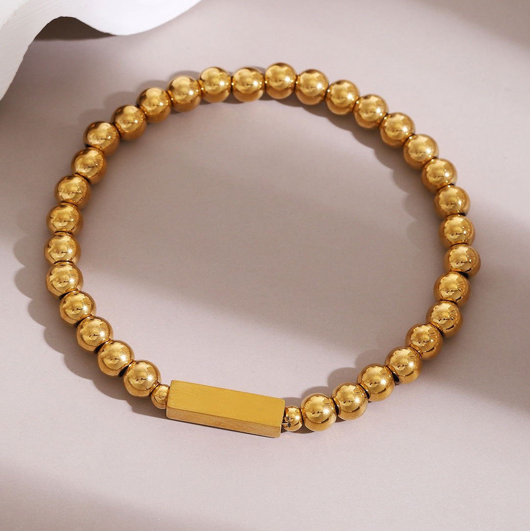 Wholesale  18K gold vacuum plating stainless steel square beaded bracelet