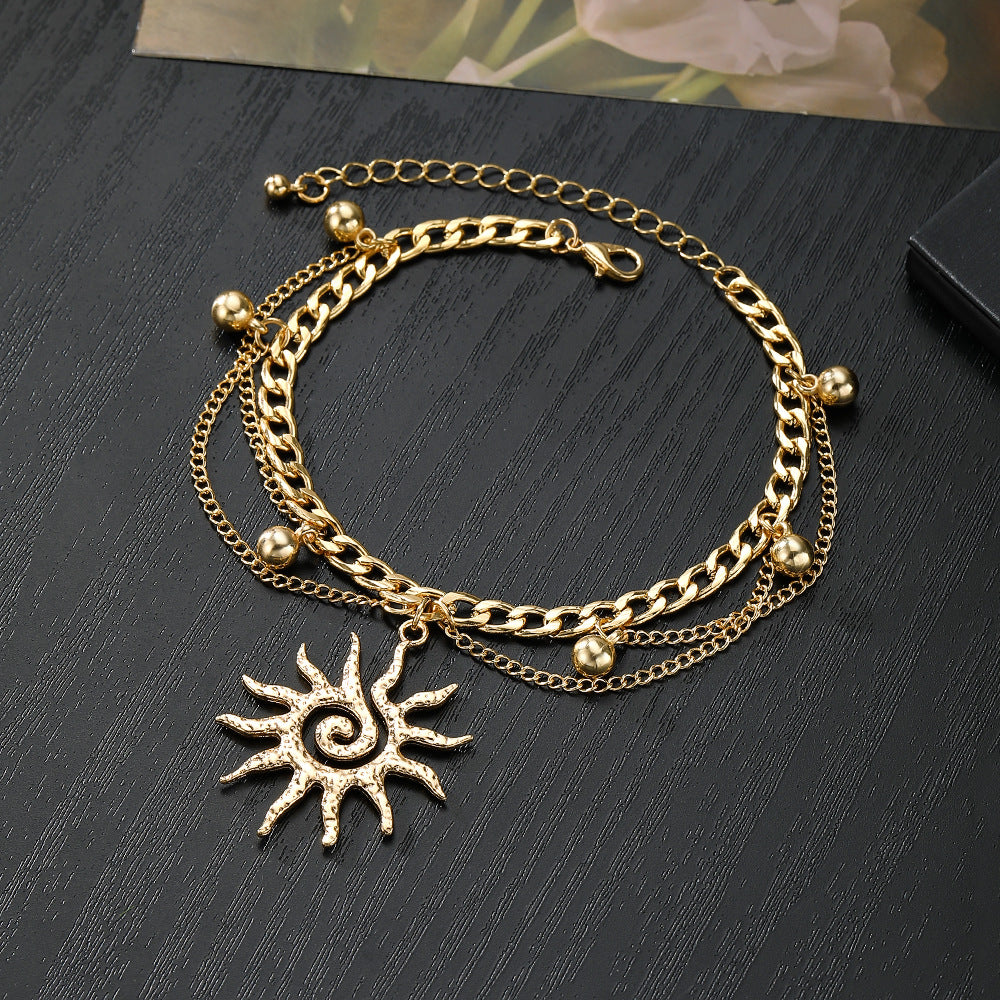 Wholesale Boho Spiral Sunflower Pearl Bracelet Creative Gold Center Swirl Fashion Accessory Unisex Gift Boutique Resale