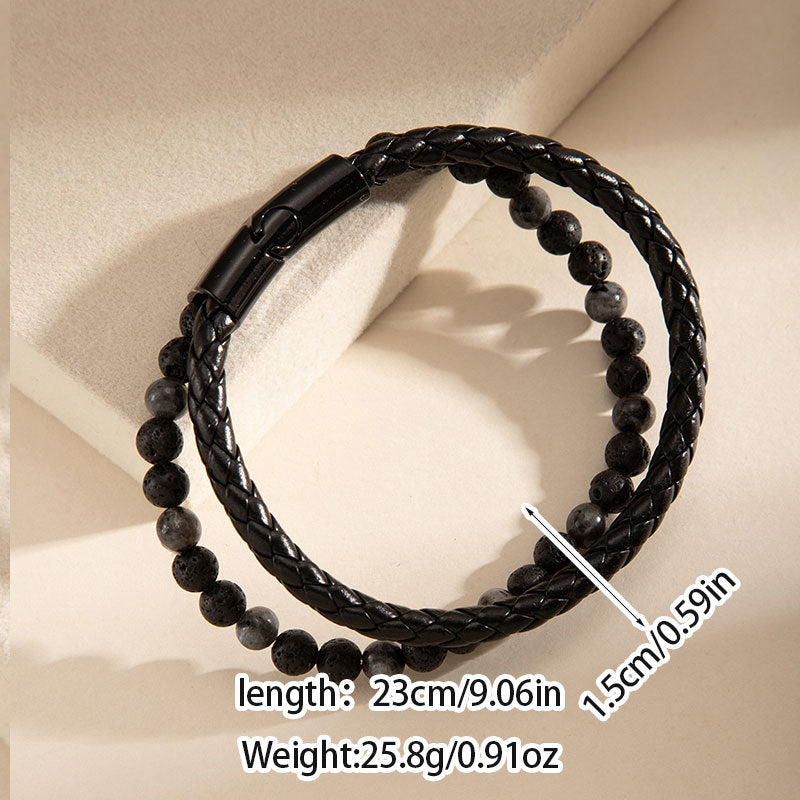 Wholesale Tibetan Style Distressed Volcanic Stone Leather Bracelet Handmade Multi Layer Unisex Rope Bangle Fashion Jewelry Accessory