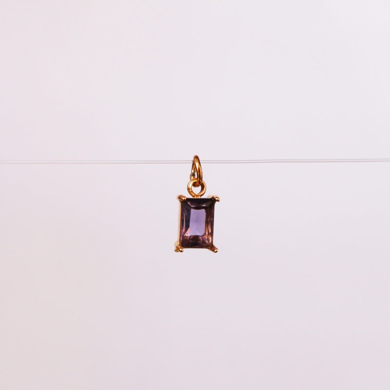 Wholesale stainless steel DIY twelve birthday stones colored zircon lock 18K gold plated pendant
