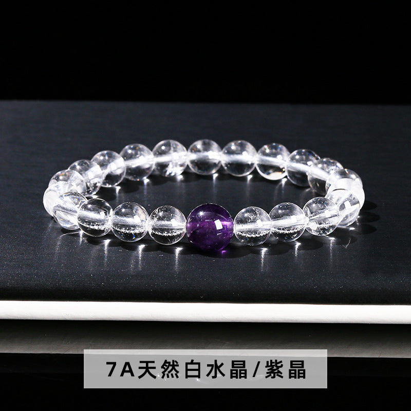 Wholesale Natural White Crystal Aquamarine Top Bead Bracelet