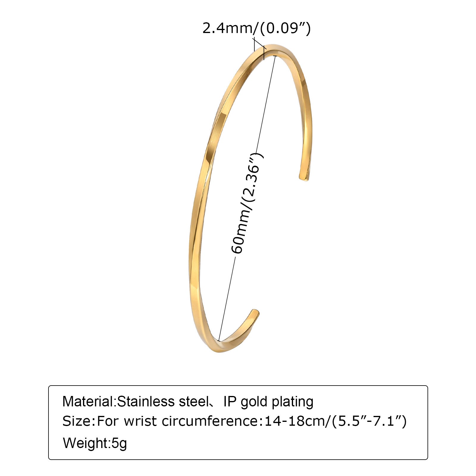 Wholesale Gold Stainless Steel C Shaped Bangle Bracelet For Women Minimalist Geometric Design Fashion Jewelry Accessory For Boutique Resale