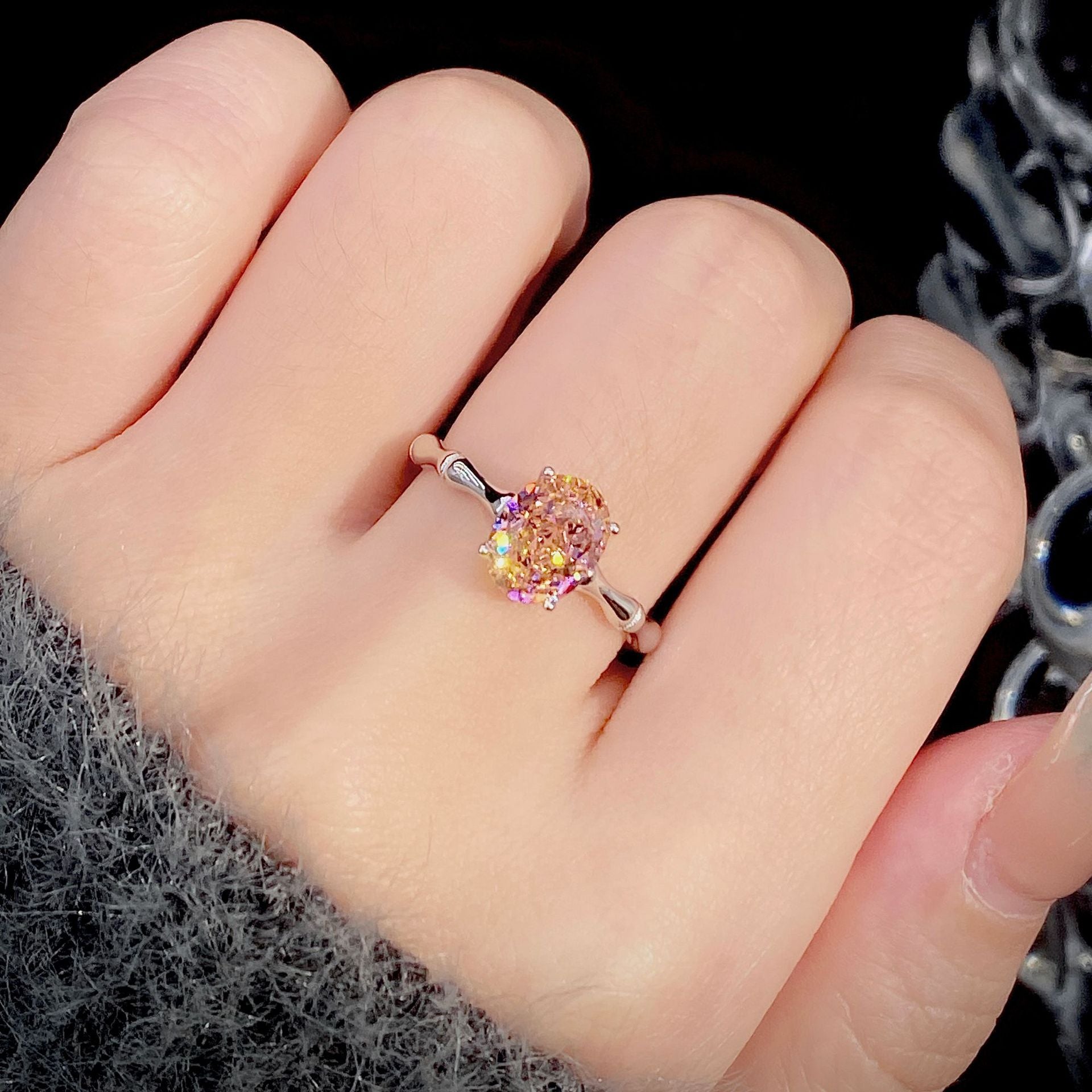 Wholesale S925 silver high carbon diamond ice flower cut zircon ring