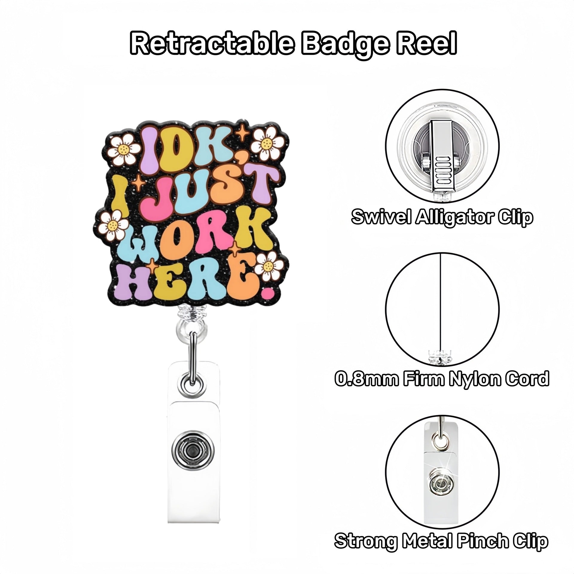 Wholesale Glitter Acrylic Retractable ID Card Holder Heart Design for Girls Fashion Accessory
