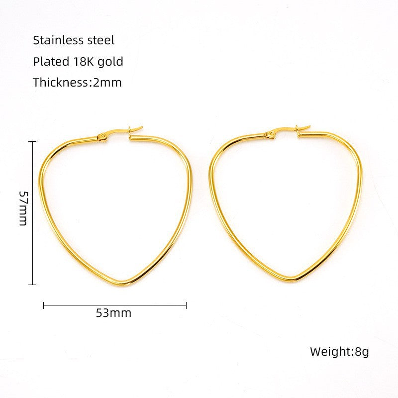 Wholesale  Titanium Steel Plain Hoop Heart Earrings