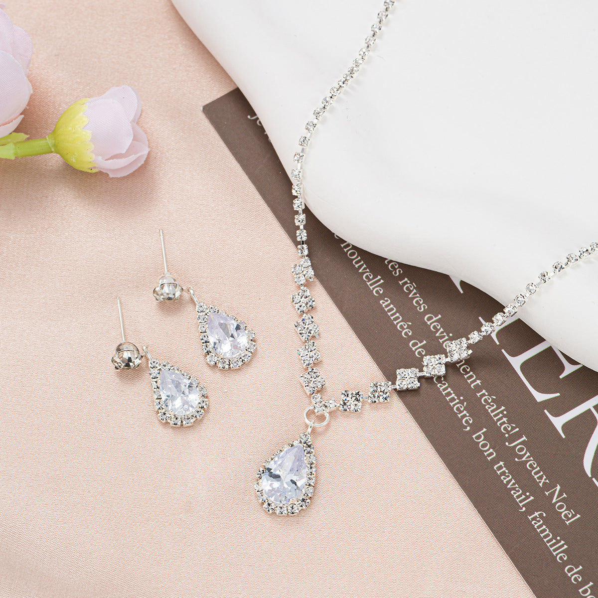 Wholesale Diamond Zircon Necklace Earring Set