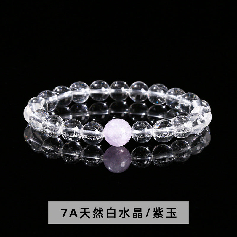 Wholesale Natural White Crystal Aquamarine Top Bead Bracelet