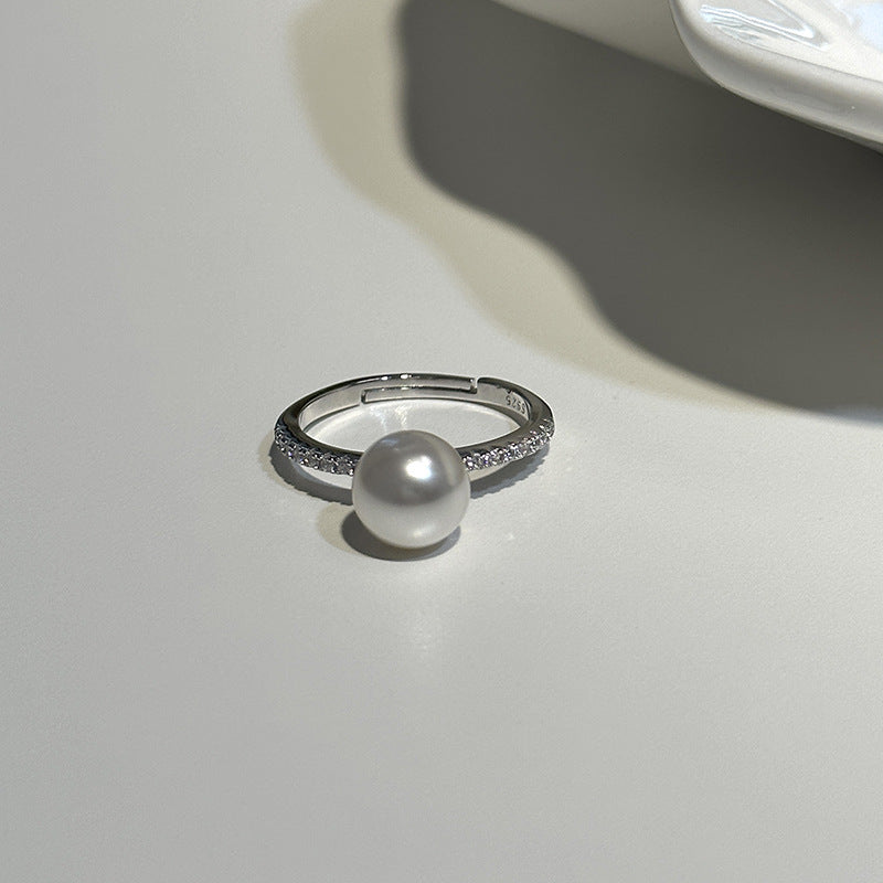 Wholesale Sterling Silver Pearl Elongated Stacking Ring