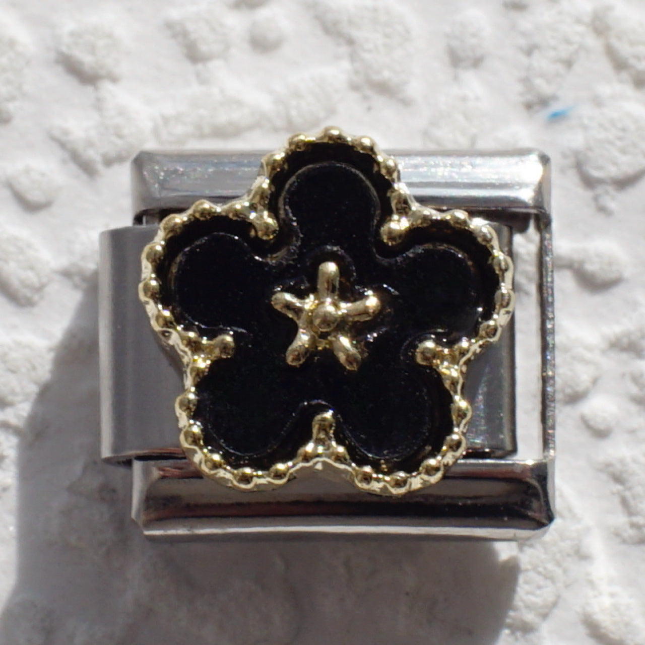 Wholesale Italian Style Four Leaf Clover Modular Bracelet Black Gold Stainless Steel Jewelry Accessory Gift