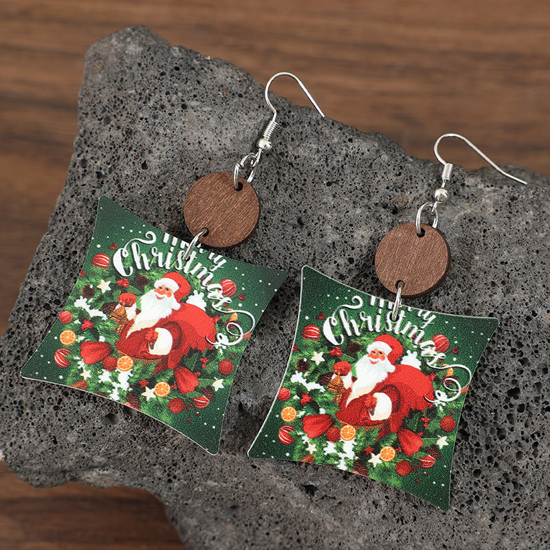 Wholesale Christmas Pillow Printed  Acrylic Creative Fashion Earrings