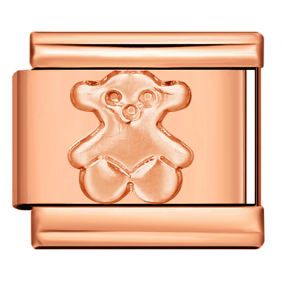 Wholesale Italian Charm Bracelet 9mm DIY Splicing Rose Gold Series Stainless Steel Composable Bracelet