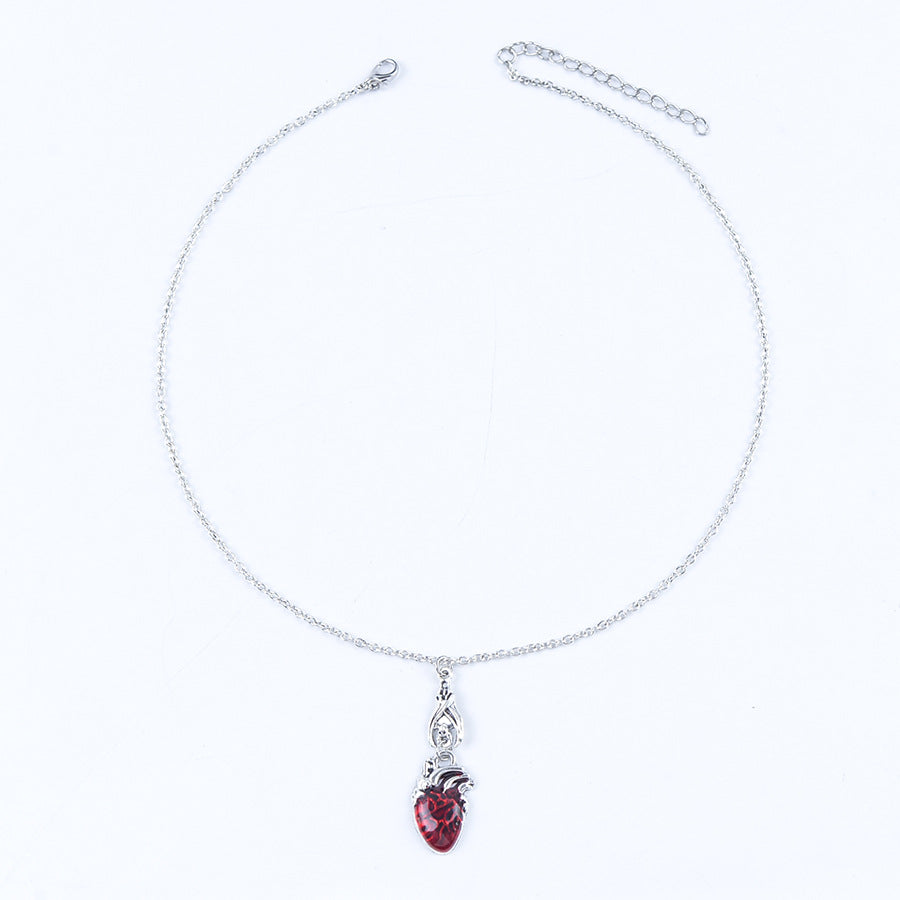 Wholesale Retro Bat Teardrop Ruby Jewelry Set  Earrings Necklace Fashion Accessory Gift