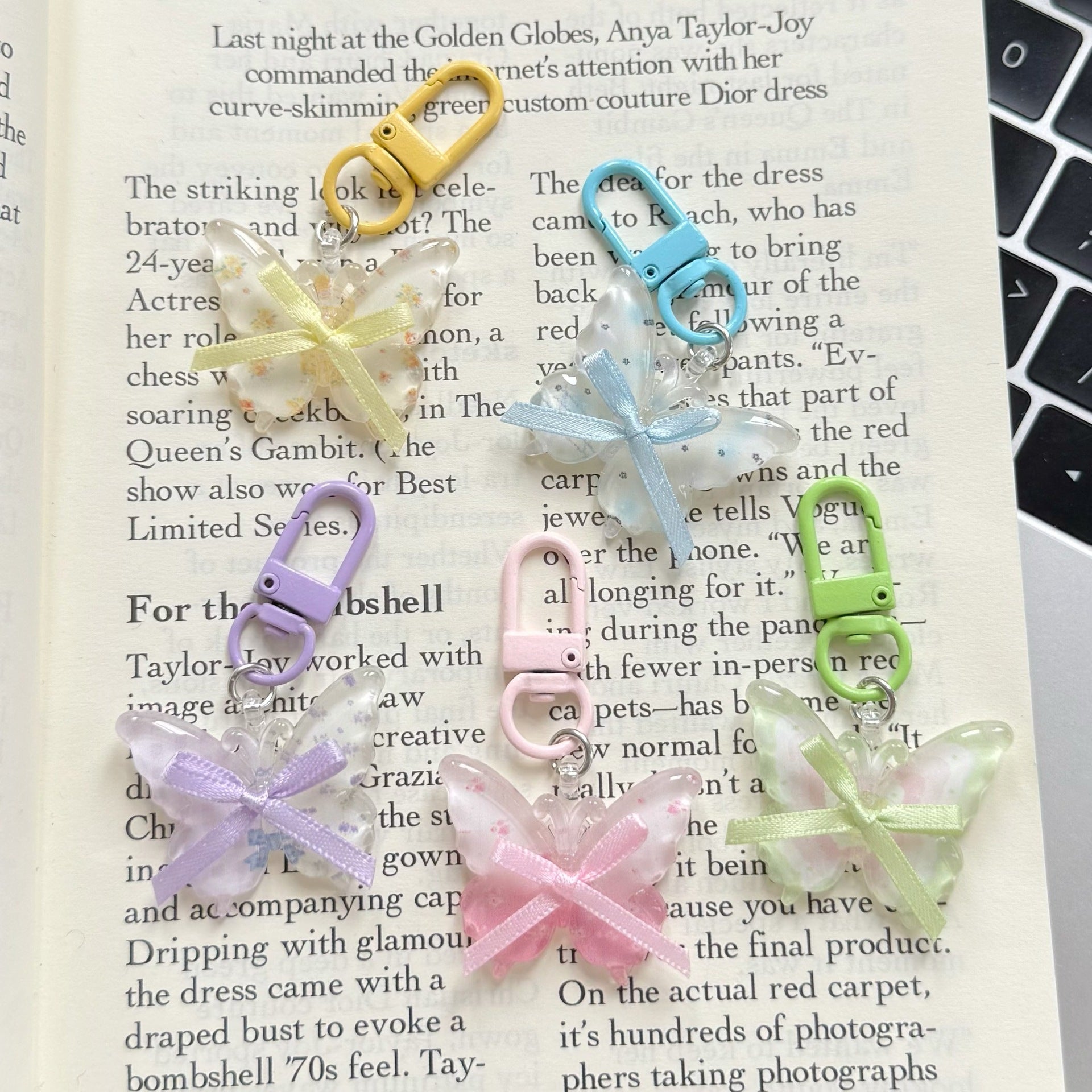 Wholesale Fairy Butterfly Transparent Plastic Keychain,  Chic Bag Charm Gift for Girls