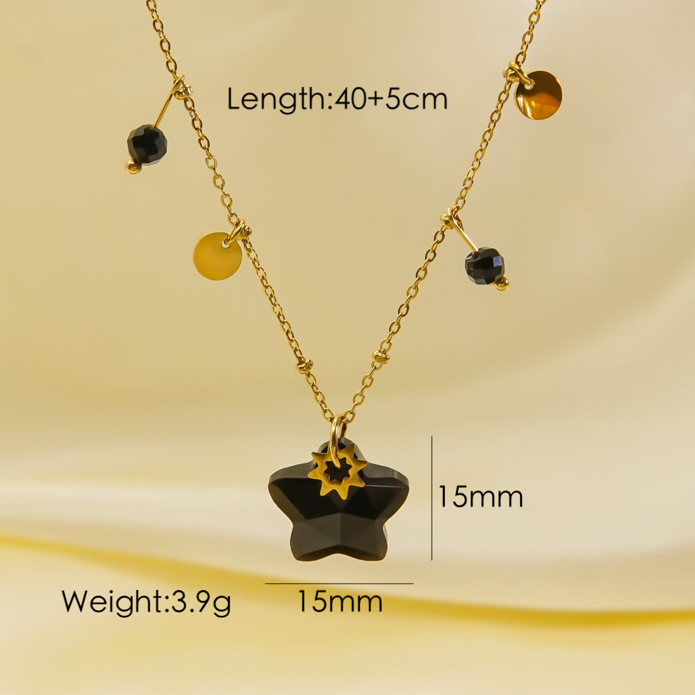 Wholesale Light Luxury Five-pointed Star Pendant Natural Stone Necklace