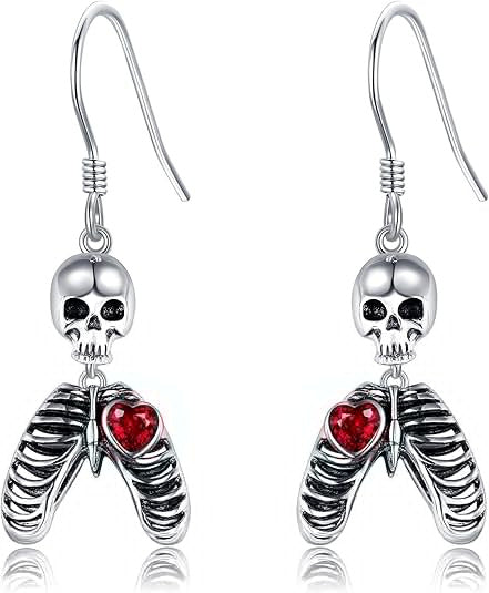 Wholesale Halloween Exaggerated Personality Heart Thoracic Ear Hook Earrings
