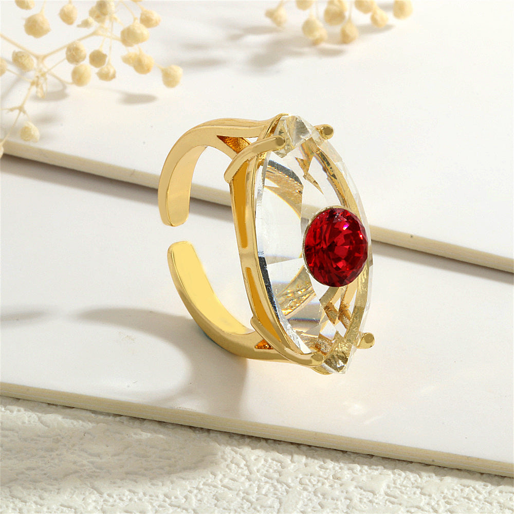 Wholesale Glass Evil Eye Ring for Women,  Opening Adjustable Geometric Design,  Trendy Jewelry Accessory for Everyday Wear or Boutique Resale