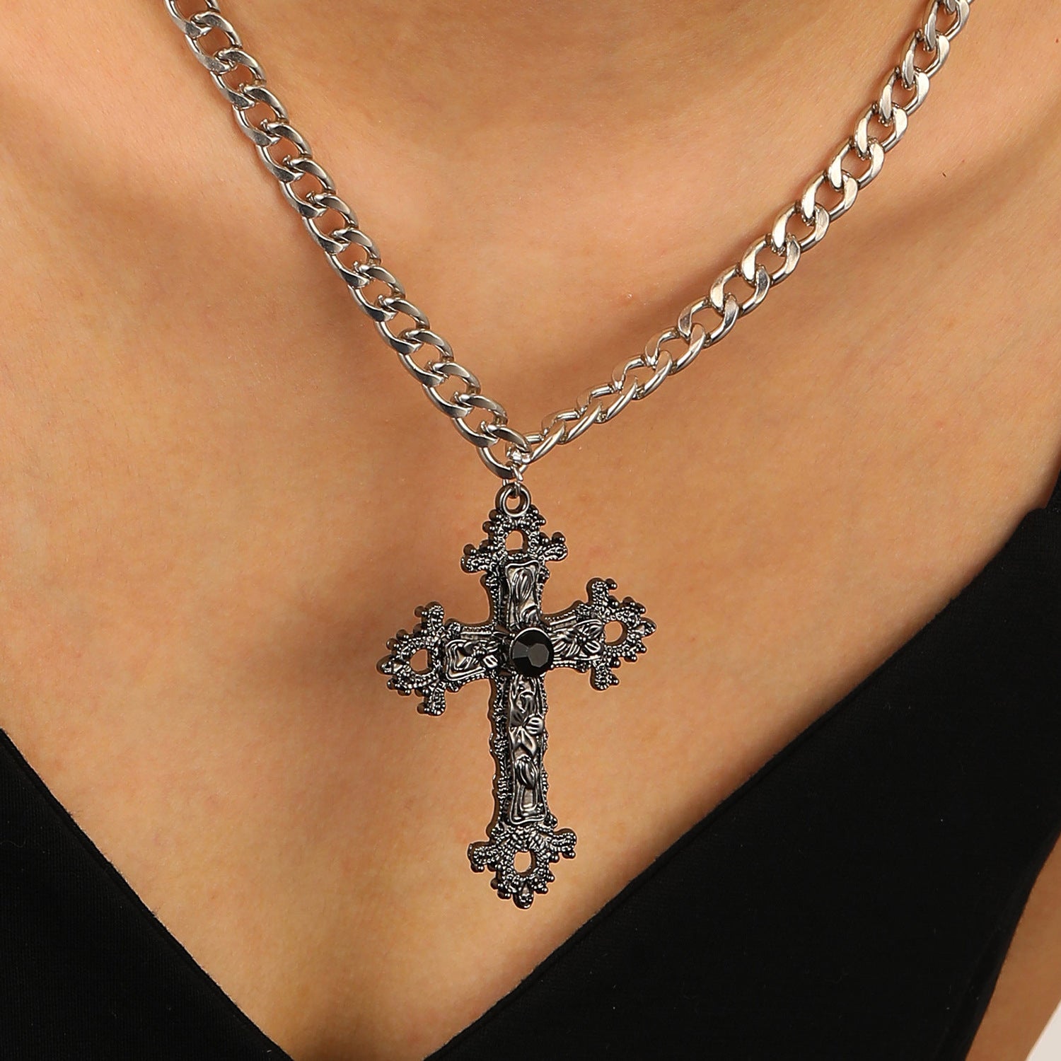 Wholesale Cross Pendant Necklace  Retro Gothic Punk Fashion  Necklace