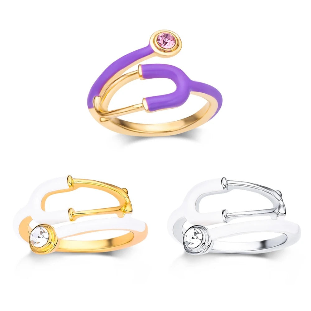 Wholesale  medical stethoscope ring DIY medical equipment hand jewelry