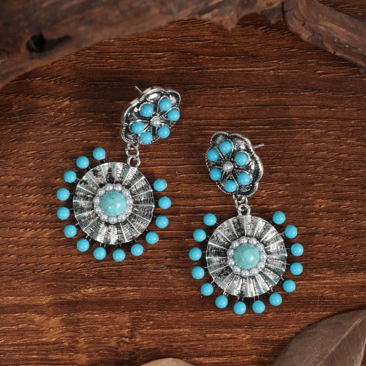 Wholesale Bohemian Vintage Ethnic Style Turquoise Earrings ACC-ES-JunJie003