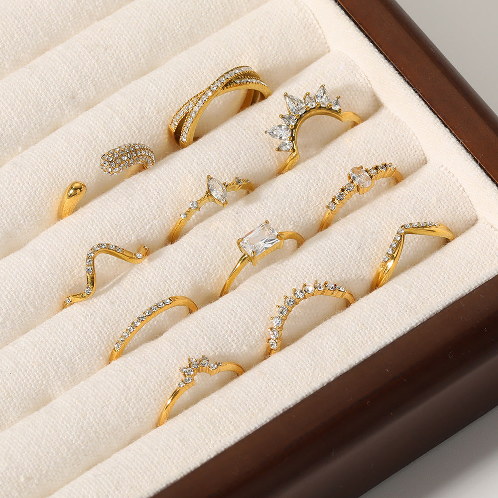 Wholesale Inlaid Zircon Open Adjustable 18k Gold Plated Stainless steel Rings ACC-RS-Xiny006