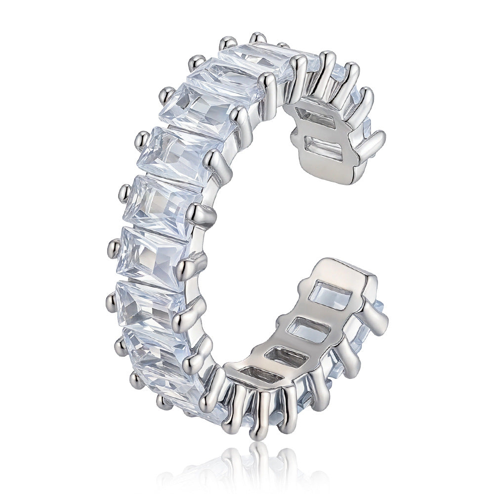 Wholesale C Shape Zircon Ring Gold Plated Copper Chic Fashion Jewelry Gift Boutique Resale