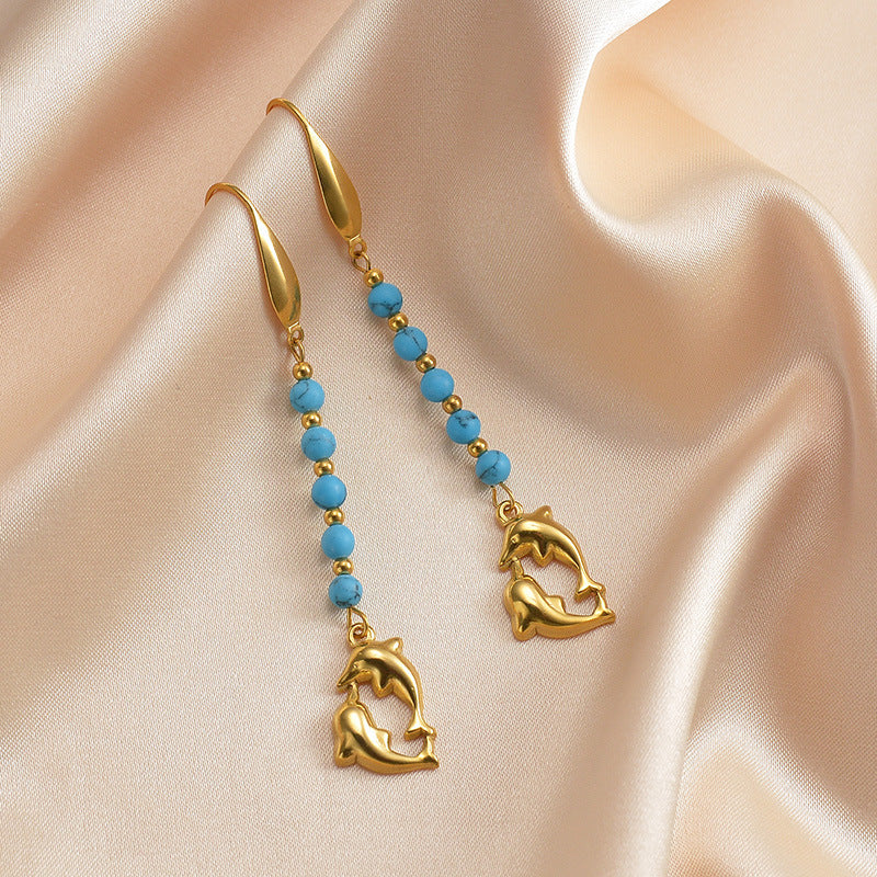 Wholesale Retro Diy Handmade Beaded Earrings Five-pointed Star Love Earrings Stainless Steel Earrings ACC-ES-yanc002