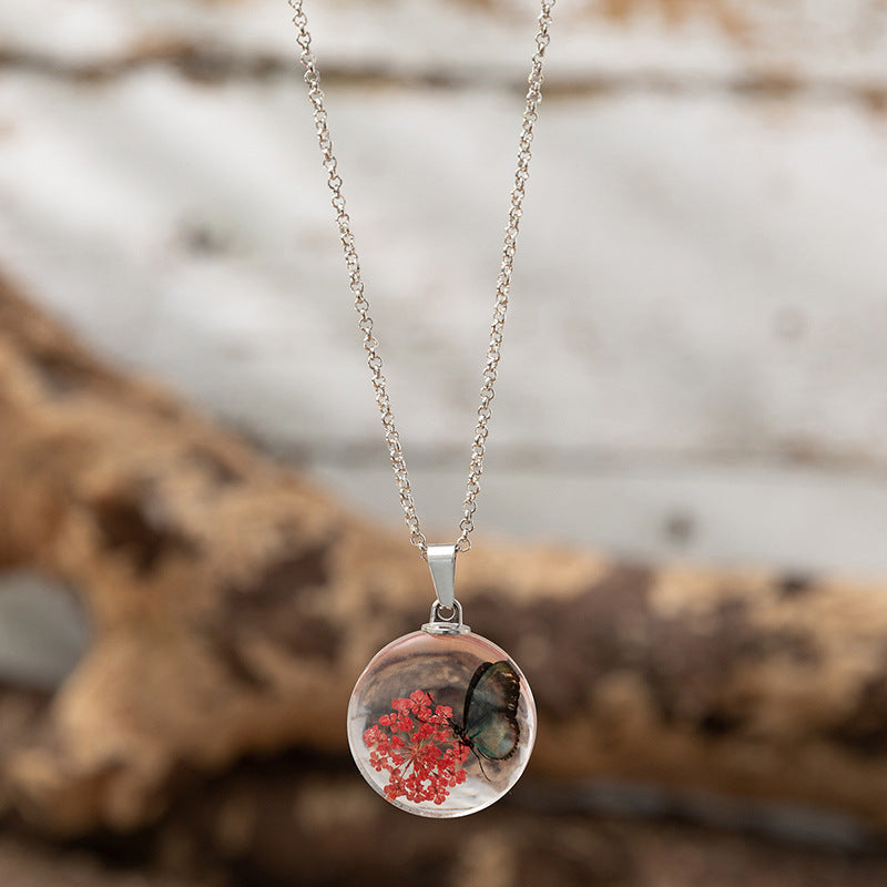 Wholesale crystal clear round glass pendant necklace