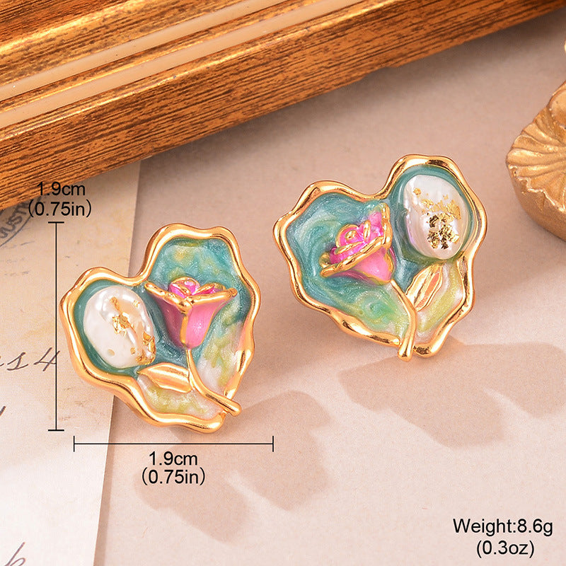 Wholesale Natural Pearl Earrings Geometric  Jewelry Accessories