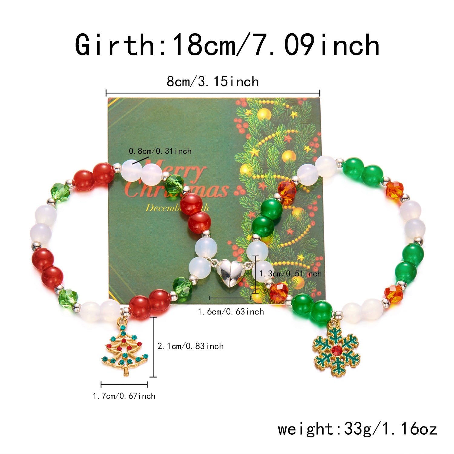 Bracciale all'ingrosso del fiocco di neve dell'albero del braccialetto delle coppie di Natale