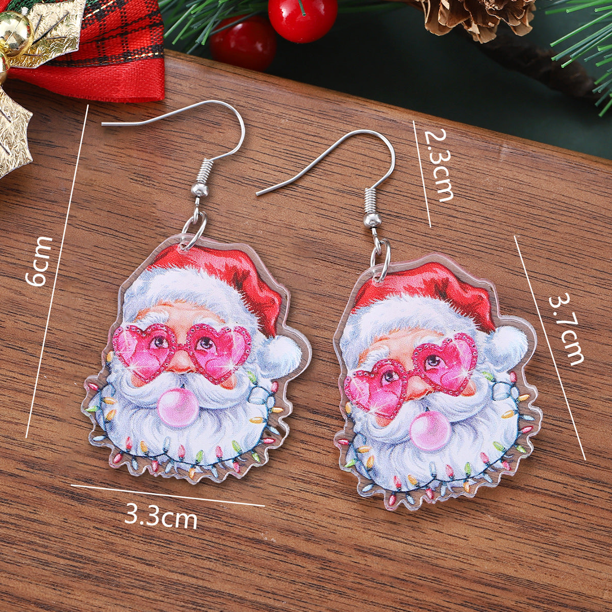 Wholesale Christmas love print  pendant earrings acrylic earrings