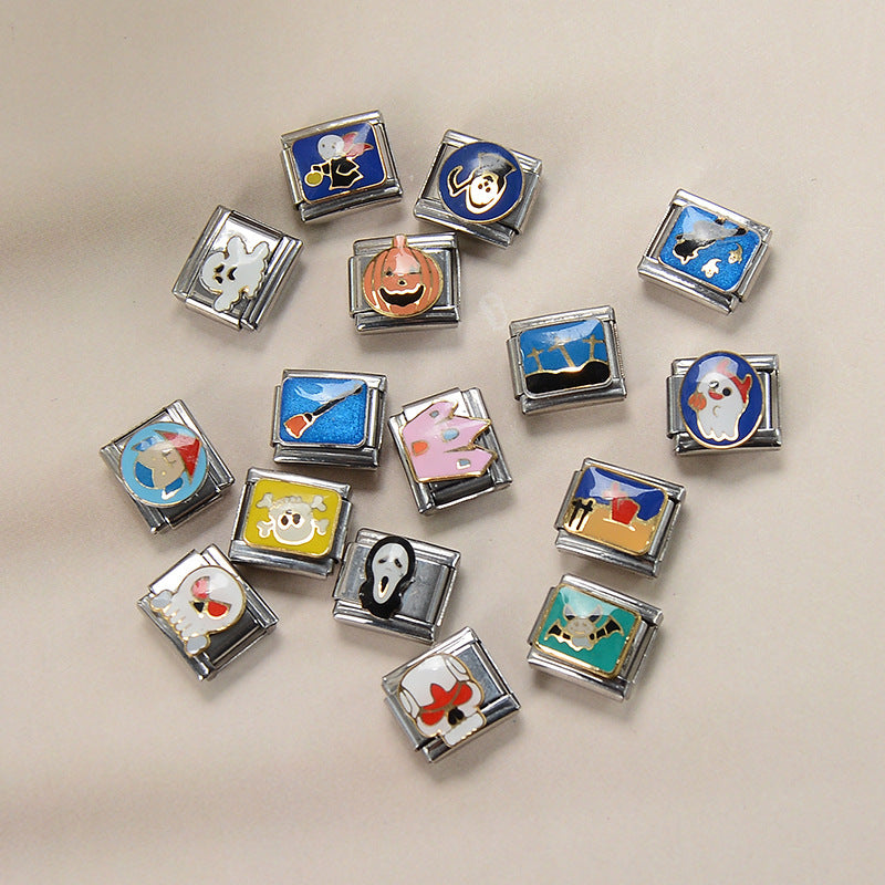 Halloween Italian Charm Bracelet 9mm DIY Splicing Halloween Elements Stainless Steel Composable Bracelet
