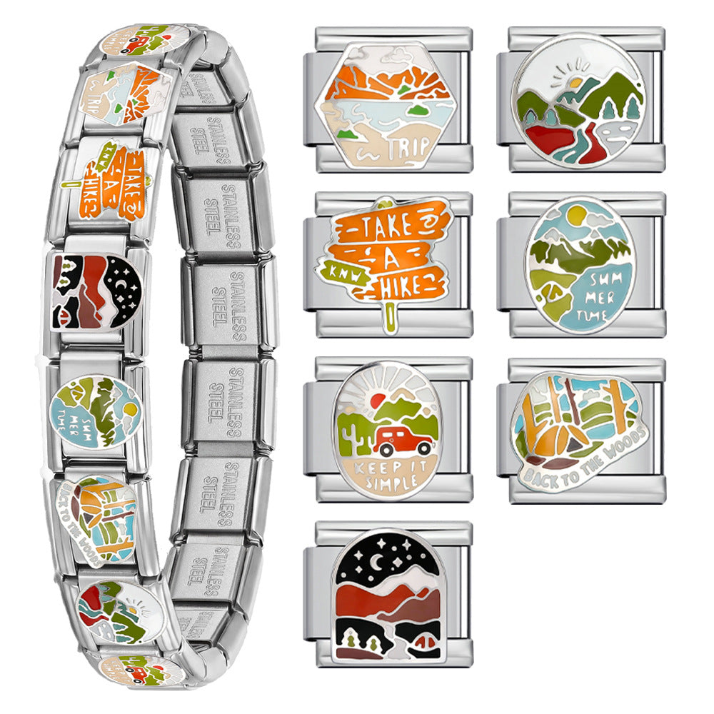 Wholesale Italian Scenic Modular Bracelet Stainless Steel DIY Wristband Watch Strap Chain Fashion Accessory