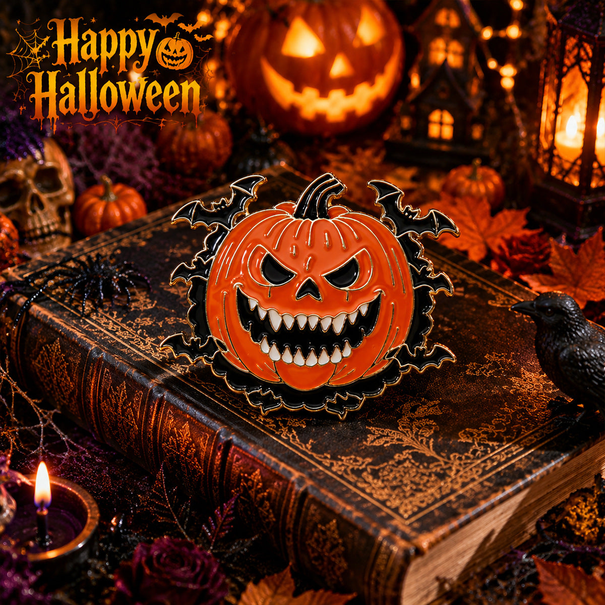 Wholesale  Pumpkin Bat Brooch Pin y Ghost Face Enamel Badge Trendy Holiday Costume Accessory Decorative Gift