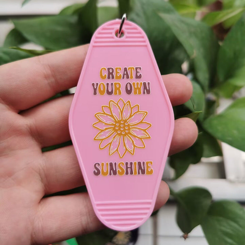 Wholesale Retro Plastic Printed 5 Colors Anniversary Keychain ACC-KC-MeiXin010