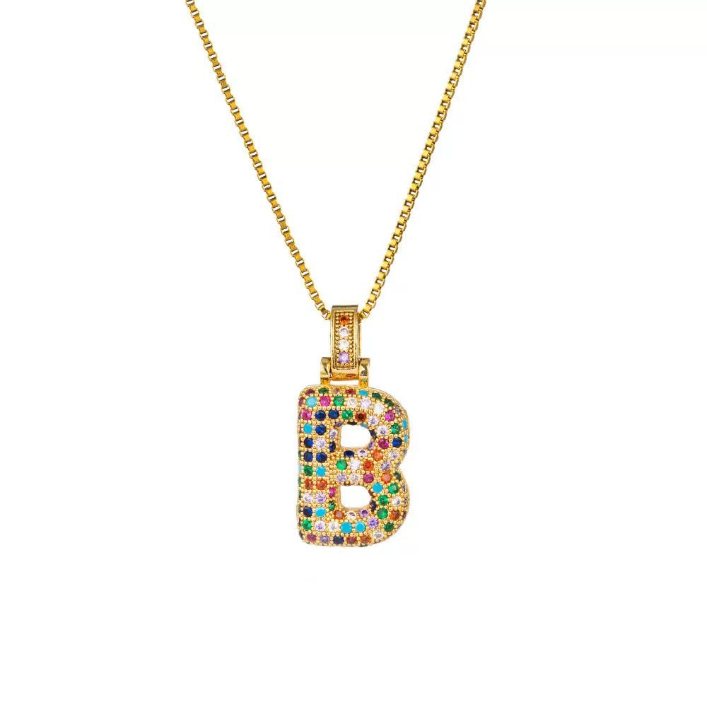 Wholesale Hip-Hop 26 Letter Pendant Set,  Gold Plated Copper Diamond-Set,  Chic Jewelry Gift