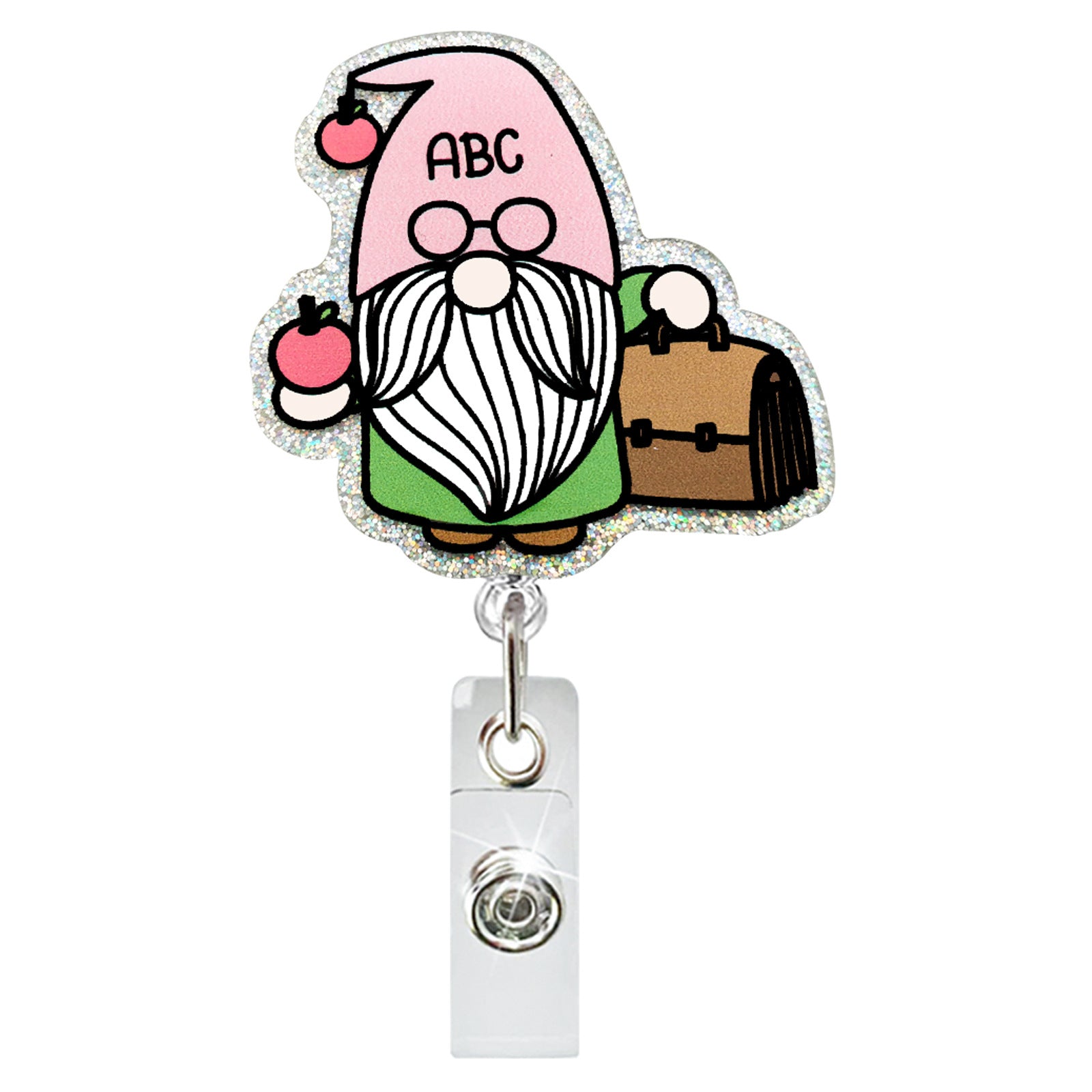 Wholesale Acrylic Teacher and Student Retractable Badge Keychain ACC-KC-QiDing024