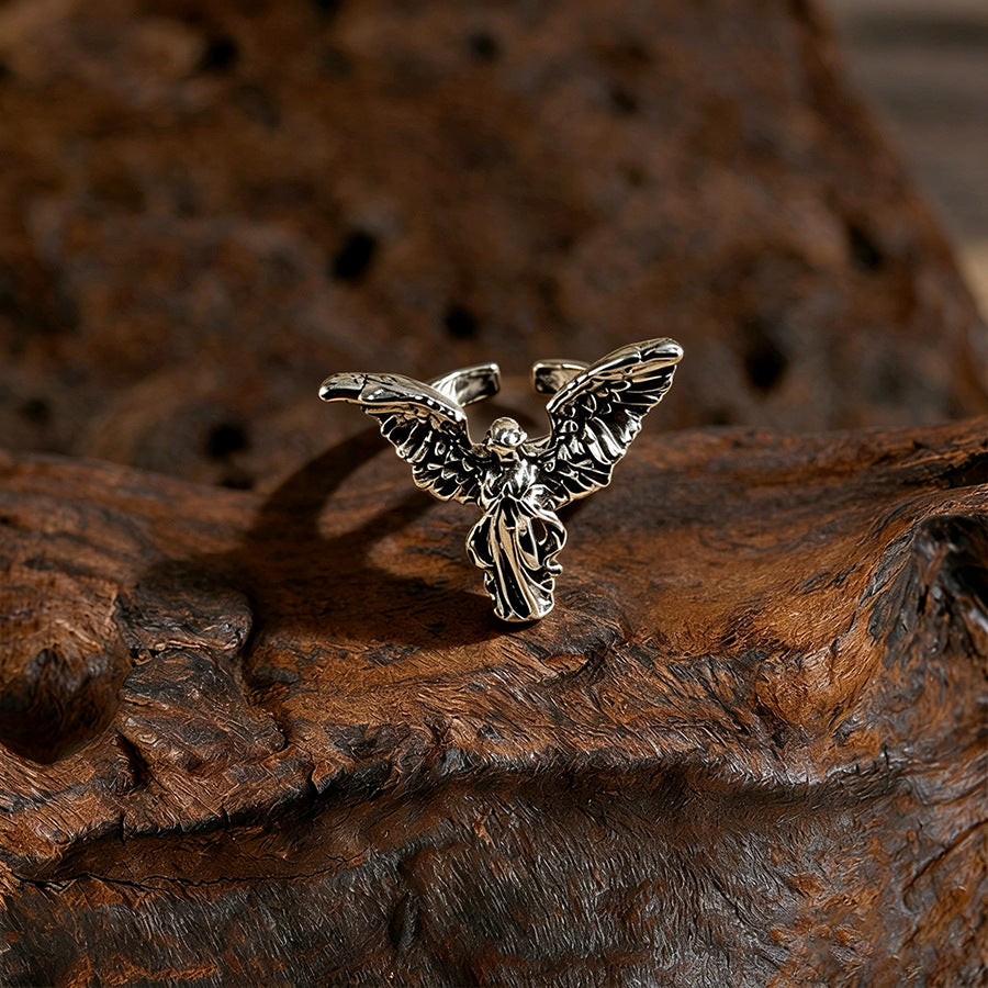 Wholesale Men S Angel Wings Ring Vintage Silver Minimalist For Everyday Wear Jewelry Accessory