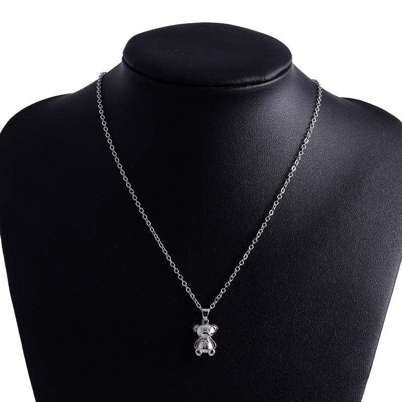 Wholesale Metal Bear Cute Cartoon Short Pendant Clavicle Necklace ACC-NE-YueSen011