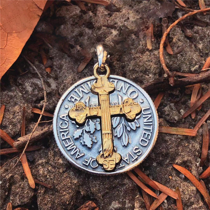 Wholesale Vintage Hollowed Out Crosses Copper Plated Silver Necklace ACC-NE-FuSu005